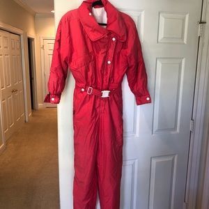 Bonger Red Pink Ski Suit Jumpsuit Vintage Size 10